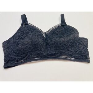 Knix Lace Wireless Bra Plus Size XXXXL Black Floral Adjustable Strap Comfort